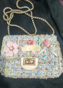 Cute Tweed Floral Chain Bag