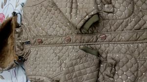 Women’s Beige Quilted Hooded Winter Jacket with Se