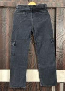 Womens Dark Wash Cargo Jeans