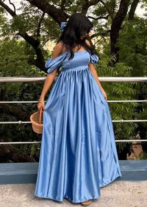 Stunning Blue Off-Shoulder Gown