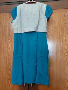 Blue Kurta with Embroidered Jacket