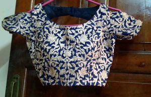 Embroidered Navy Blue Blouse and skirt