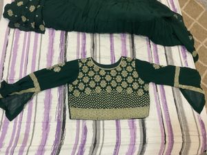 Green Embroidered Skirt Blouse Duptta