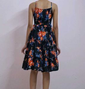 Black floral midi dress