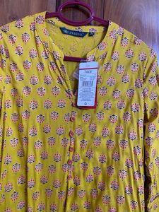 Yellow Printed Kurta