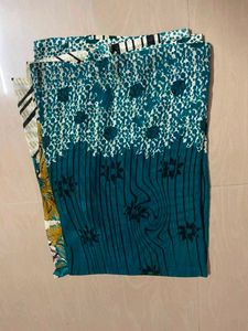 Vibrant Teal Saree with Abstract Print