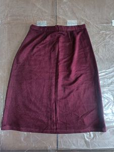 Maroon A-Line Midi Skirt