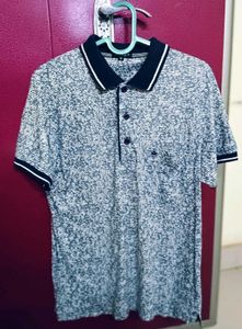 Men's Grey Patterned Polo Shirt