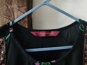 Sangria Black Embroidered Kurta set
