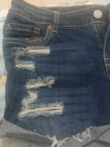 Distressed Denim Shorts