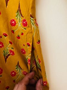 Mustard Pure Cotton Kurti With Pockets