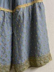 Elegant Navy Blue Embroidered Garara Set