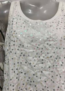 Sparkling White Sequin Tank Top