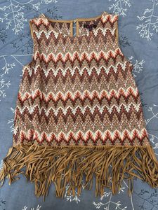 Fringe Detail Sleeveless Top