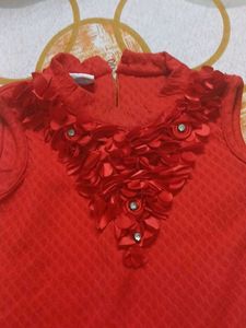 Red Embellished Sleeveless Dress
