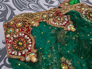 Ravishing Heavy Green Net Saree