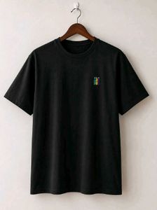 Classic Black T-Shirt with Colorful Accent