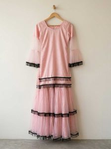 Stunning Pink Tiered Gown with Tassels ( top  & gh
