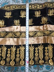 Exquisite Black & Gold Embroidered Border