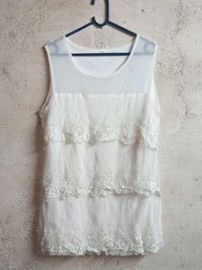 White Lace Tiered Sleeveless Top Layered