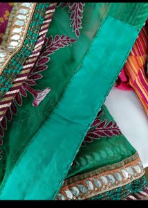 Bandhani Saree - Pink &amp; Teal