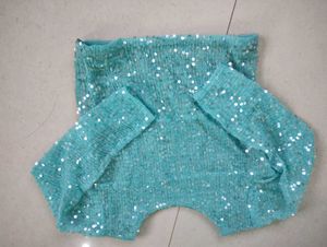Turquoise tiered tulle skirt with sequin top