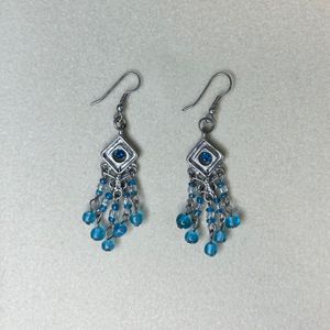 blue stone & beads earrings