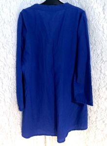 Vibrant Blue Kurta with Black Floral Embroidery