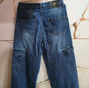 Vintage Wash Cargo wide leg Jeans