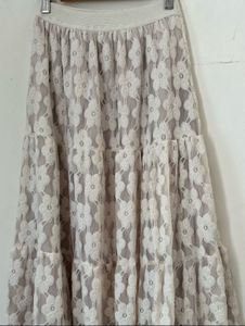 Floral Lace Tiered Maxi Skirt