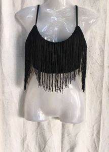 Black Fringe Crop Top