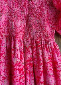 Pink Floral Smocked Dress