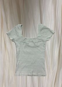 Striped Square Neck Top