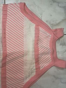 Pink &amp; White Striped Knit Tank Top
