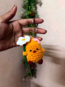 Cute Crochet Chick Keychain
