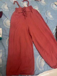 Pink Lace-Up Jumpsuit