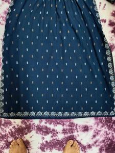Navy Blue Nayra Cut Embroidered Kurti
