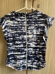 Chic Abstract Print Peplum Top
