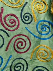 Green Kurti with Swirl Embroidery
