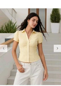 Littlebox Striped Puff Sleeve Button-Up Top