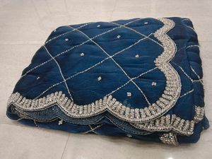 Elegant Navy Blue Embroidered Saree