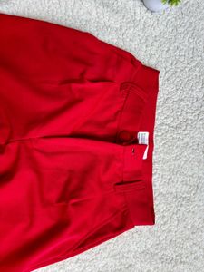 Vibrant Red Wide Leg Trousers