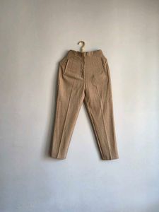 Tan High-Waisted Trousers Zara