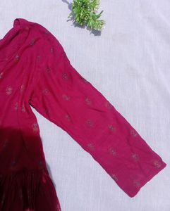 Maroon Printed Anarkali 🌼🛍️