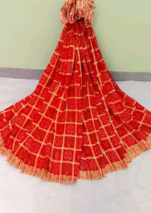 Red Bandhani Saree