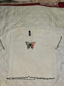 White Butterfly Graphic Tee
