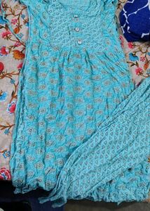 Turquoise Printed Kurta Set