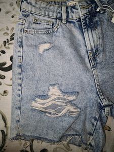 Blue Ripped Shorts
