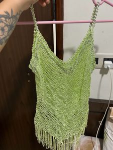 Sparkling Beaded Fringed Cami Top