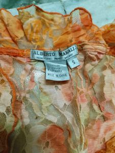 Sheer Floral Tie-Front Crop Top